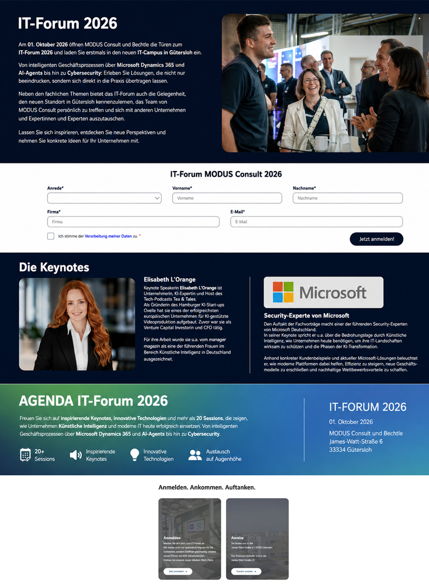 Bild mit Screenshot der Seite zur kompletten Agenda und Keynotes vom IT-Forum 2026