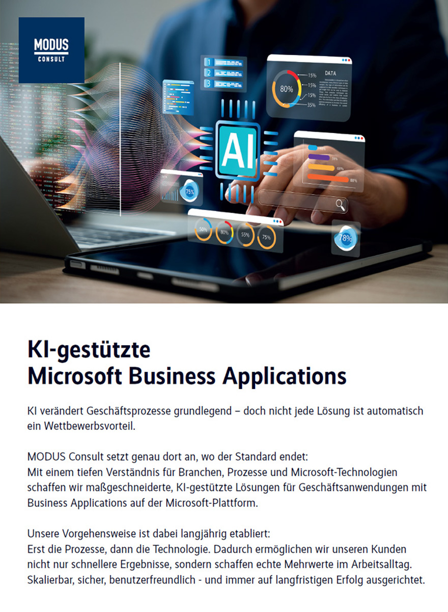 Vorschaubild für das Whitepaper "KI-gestützte Microsoft Business Applications".